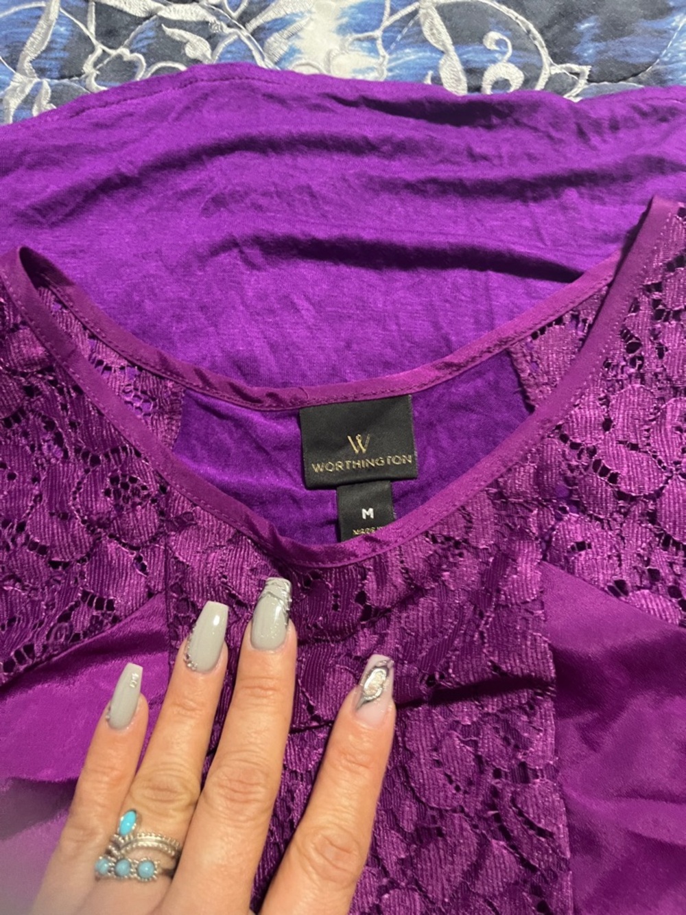 Worthington Deep Purple Lace Accent Tank